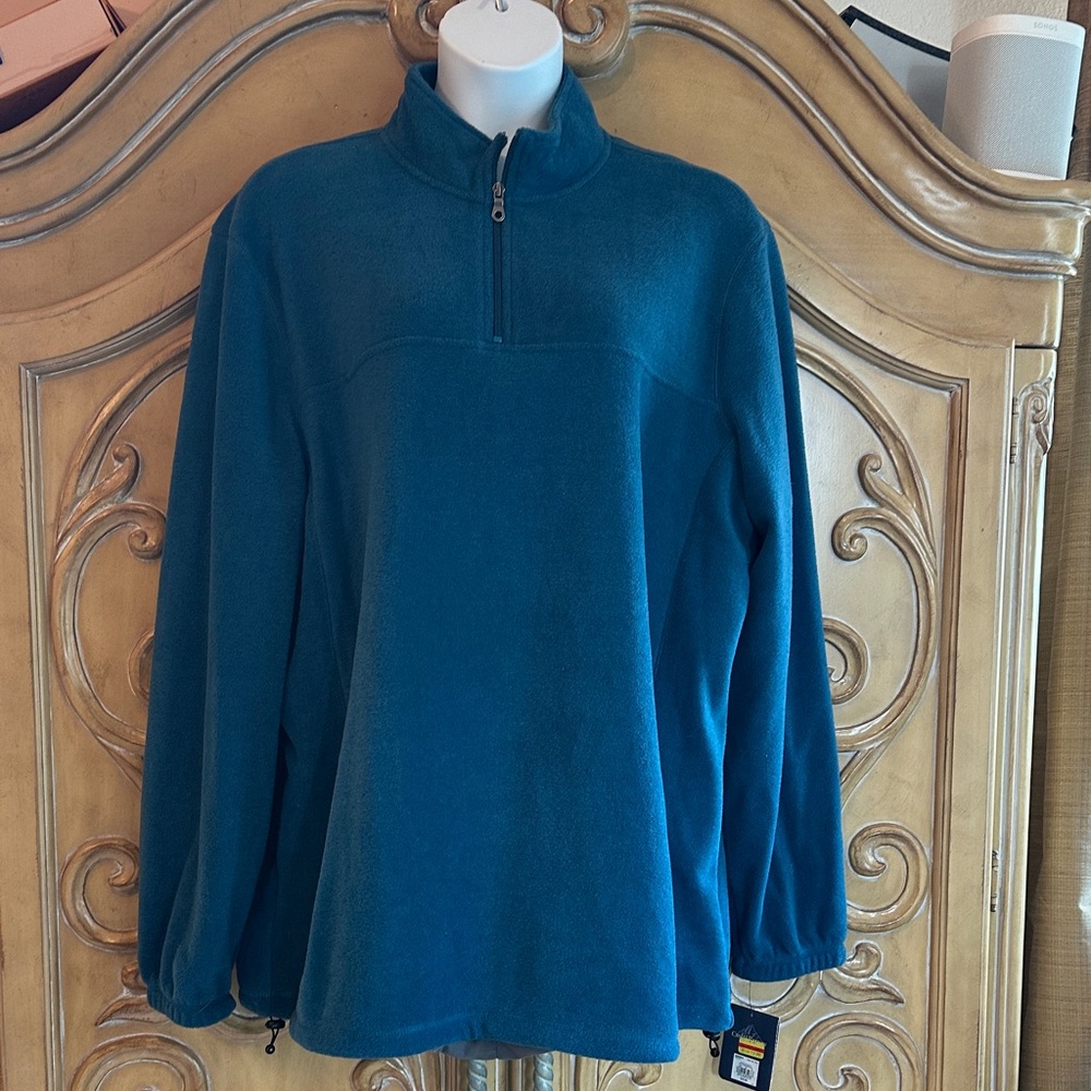NWT Croft & Barrow Teal Blue Fleece Pullover